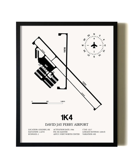Framed David Jay Perry Airport wall art poster in black frame