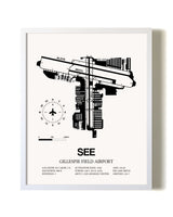 Gillespie Field Airport airport map poster in oak frame