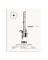 Gray Grove Regional Airport framed poster displayed in an airplane hangar