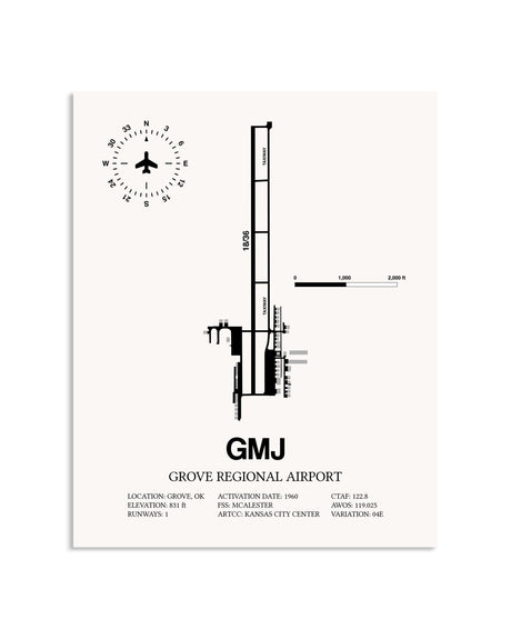 Gray Grove Regional Airport framed poster displayed in an airplane hangar