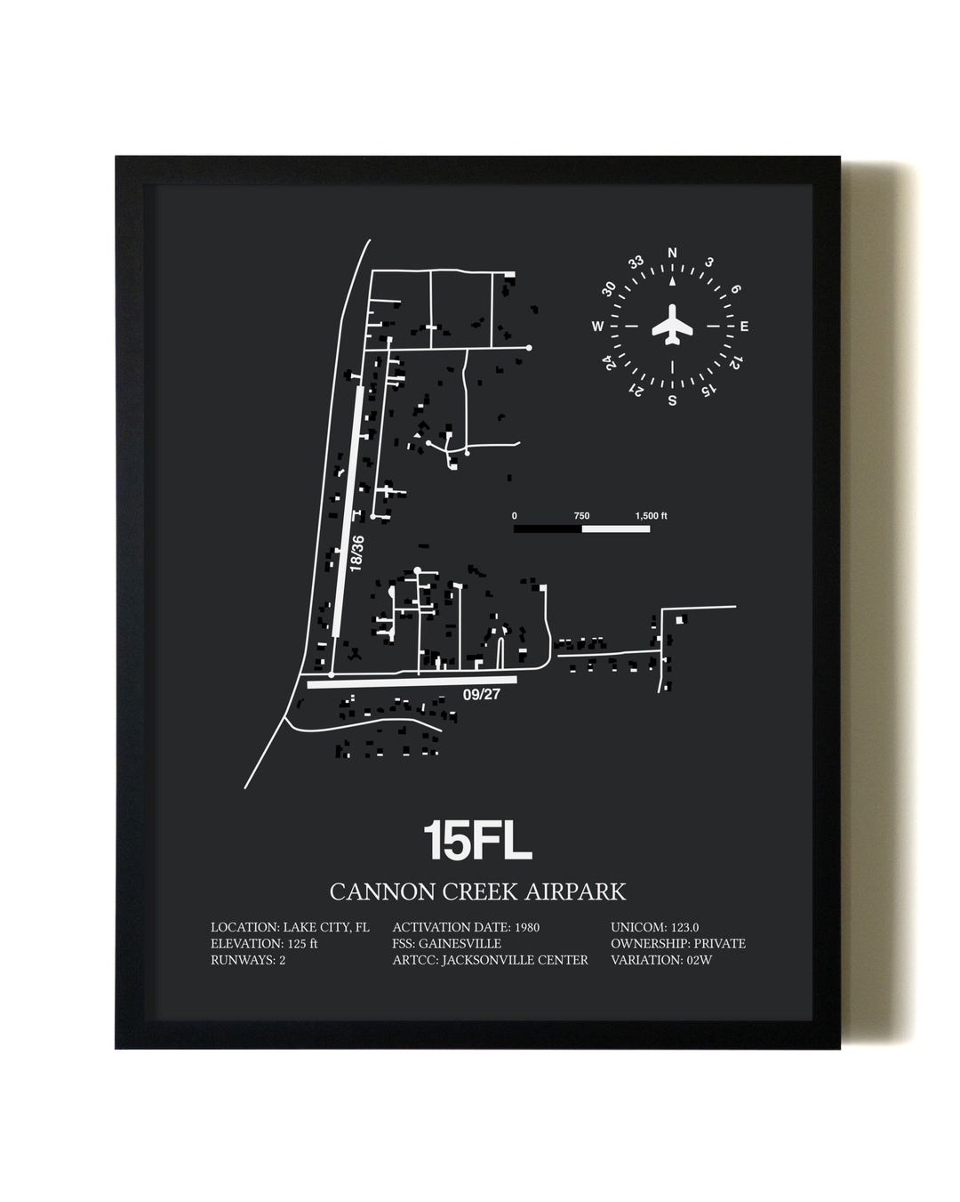 Unframed Cannon Creek Airpark map print poster