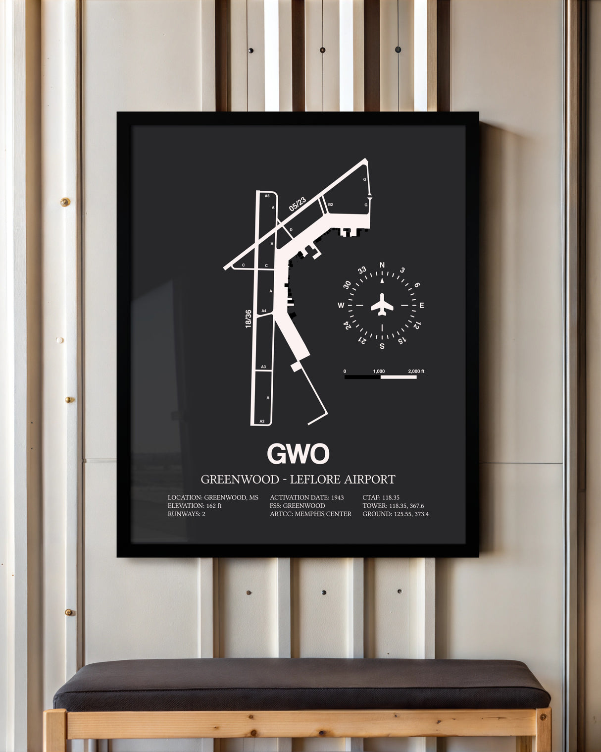 Frame color options for Greenwood-Leflore Airport Wall Art