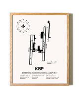 Boryspil International Airport framed print in natural wood frame