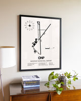 Newport Municipal Airport aviation wall décor in black wood frame