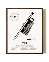 Stark's Twin Oaks Airpark aviation print in walnut frame