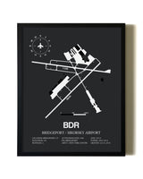 Unframed Bridgeport / Sikorsky Airport map print poster