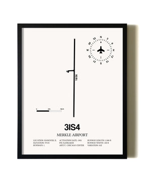 Framed Merkle Airport wall art poster in black frame