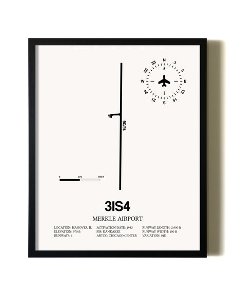 Framed Merkle Airport wall art poster in black frame