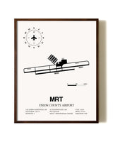 Union County Airport aviation print in walnut frame