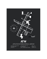 Gray Framed Appleton International Airport layout wall art poster
