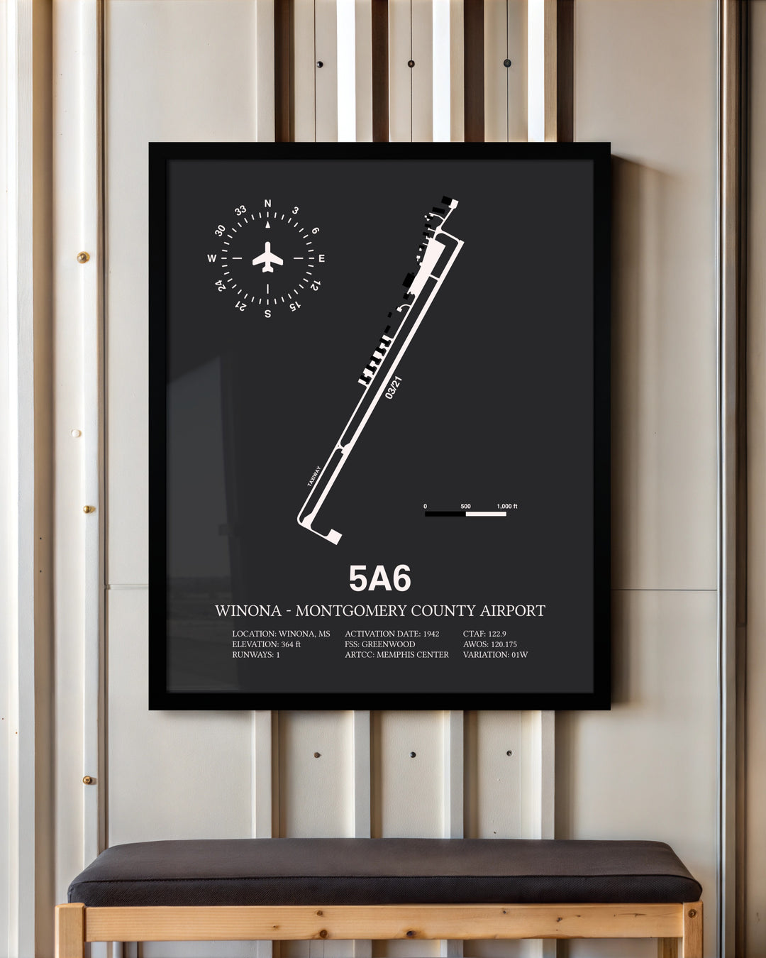 Frame color options for Winona - Montgomery County Airport Wall Art