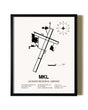 Framed Jackson Regional Airport wall art poster in black frame