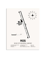 Gray Rush City Regional Airport framed poster displayed in an airplane hangar