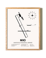 Monticello Regional Airport framed print in natural wood frame