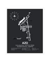 Gray Framed Kalamazoo / Battle Creek International Airport layout wall art poster