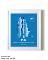 Phoenix Sky Harbor International Airport framed wall art in white frame with mat