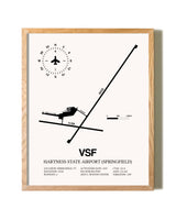 Hartness State Airport (Springfield) framed print in natural wood frame