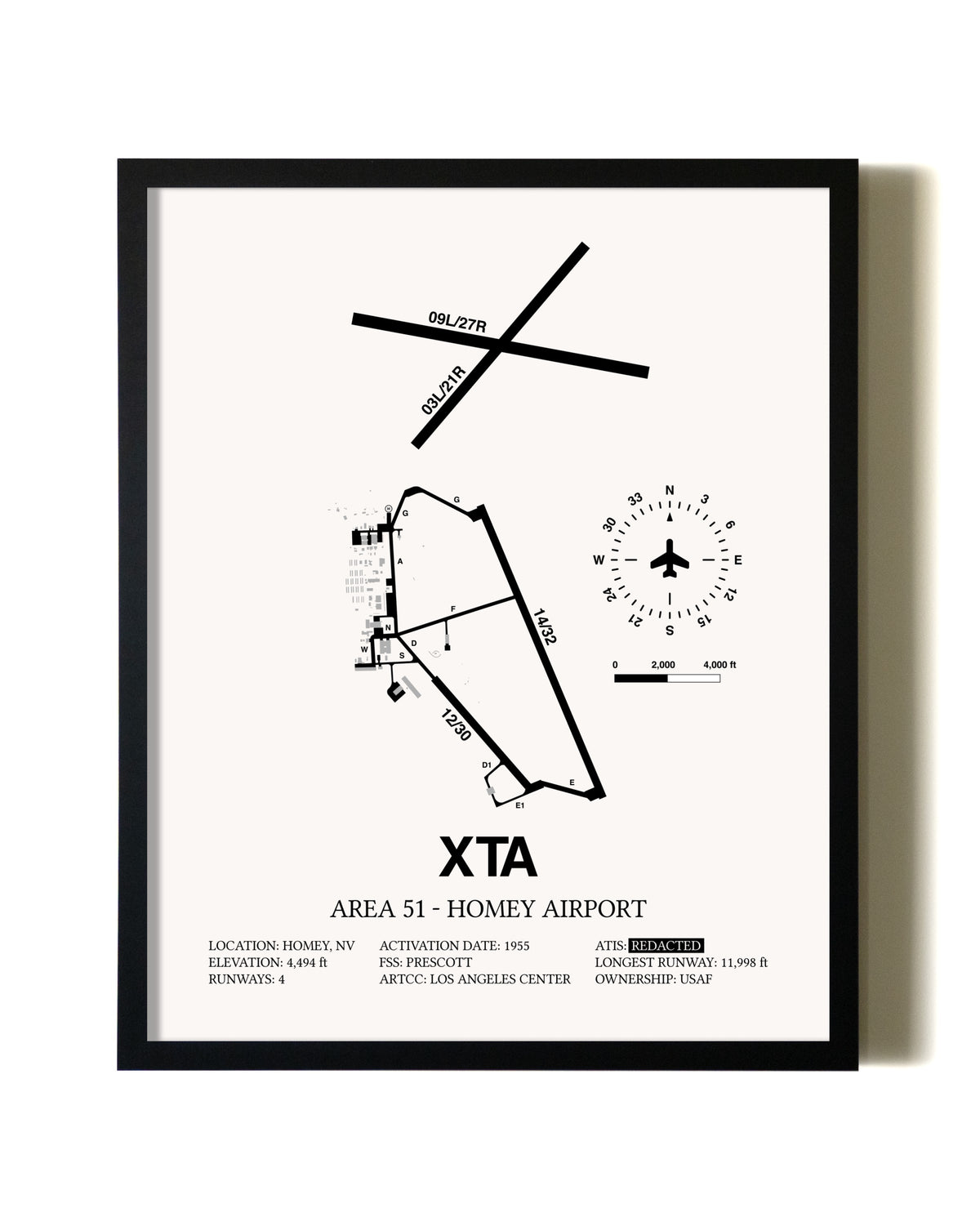 Framed Homey Airport - Area 51 wall art poster in black frame