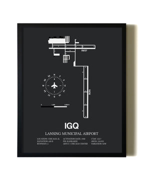 Unframed Lansing Municipal Airport map print poster