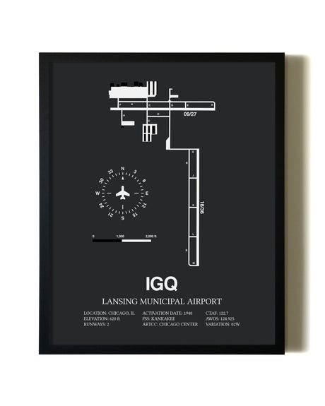 Unframed Lansing Municipal Airport map print poster