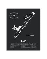 Gray Framed Shenandoah Valley Regional Airport layout wall art poster