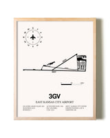 East Kansas City Airport framed wall art in white frame