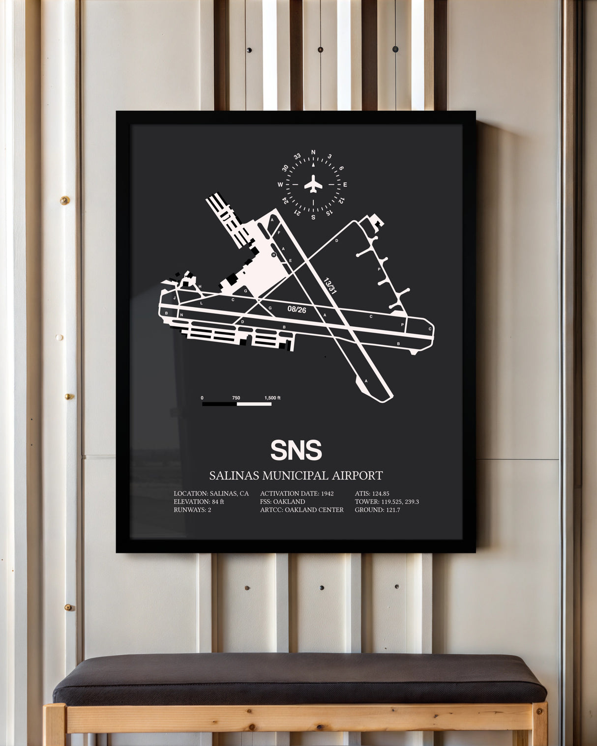Frame color options for Salinas Municipal Airport Wall Art