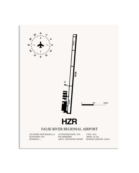 Gray False River Regional Airport framed poster displayed in an airplane hangar