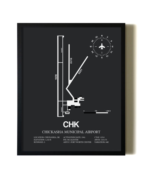 Unframed Chickasha Municipal Airport map print poster
