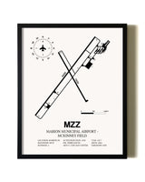 Framed Marion Municipal Airport-McKinney Field wall art poster in black frame