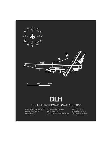 Gray Framed Duluth International Airport layout wall art poster