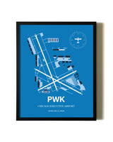 Sky Blue Chicago Executive Airport aviation wall décor in black wood frame