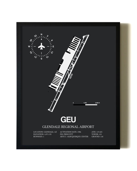 Unframed Glendale Regional Airport map print poster
