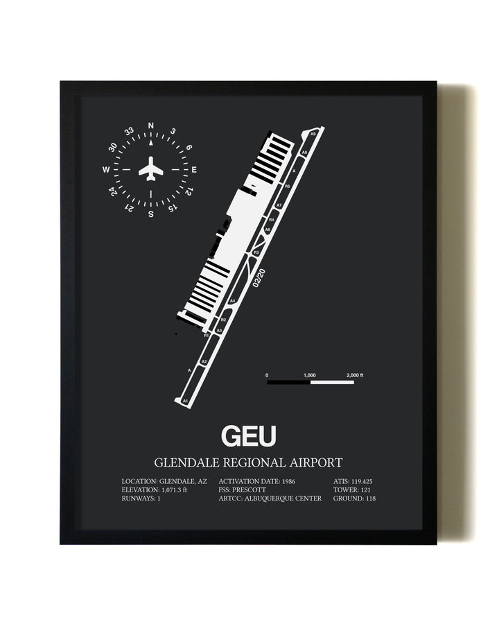 Unframed Glendale Regional Airport map print poster