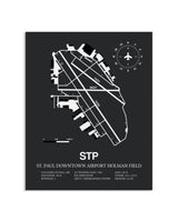 Gray Framed St. Paul Downtown Airport Holman Field layout wall art poster
