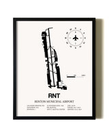 Framed Renton Municipal Airport wall art poster in black frame