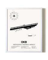Bob Maxwell Memorial Airfield airport map poster in oak frame
