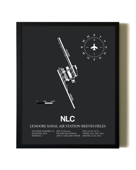 Unframed Lemoore Naval Air Station (Reeves Field) map print poster