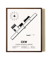 Conway Regional Airport aviation print in walnut frame