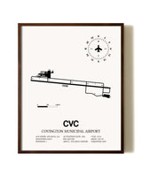 Covington Municipal Airport aviation print in walnut frame