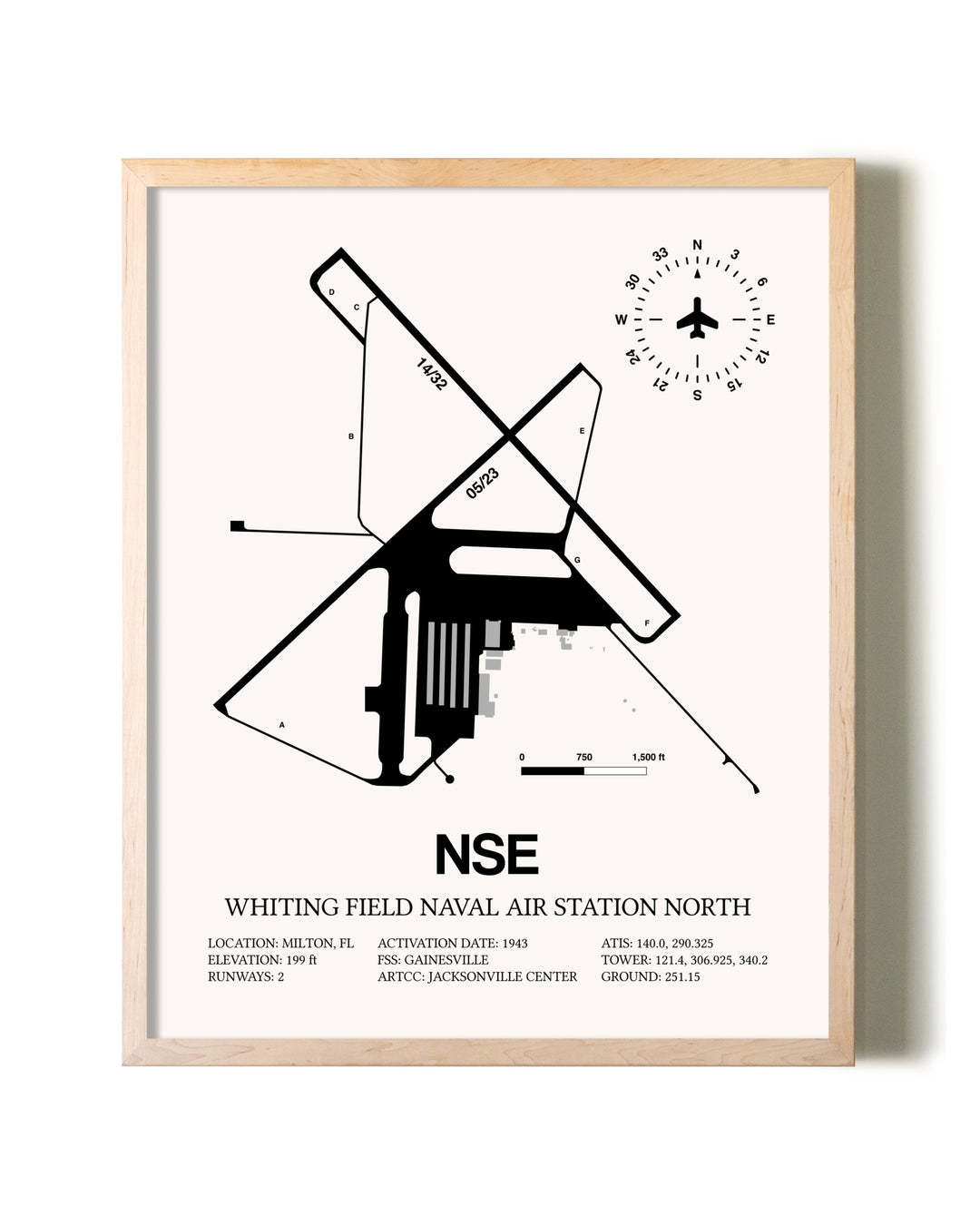 Whiting Field Naval Air Station North framed wall art in white frame