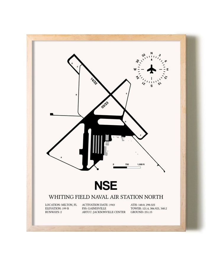 Whiting Field Naval Air Station North framed wall art in white frame