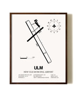 New Ulm Municipal Airport aviation print in walnut frame
