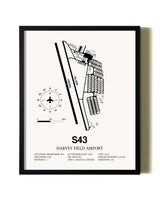 Framed Harvey Field Airport wall art poster in black frame