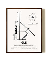 Gainesville Municipal Airport aviation print in walnut frame
