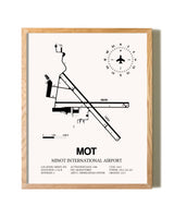 Minot International Airport framed print in natural wood frame