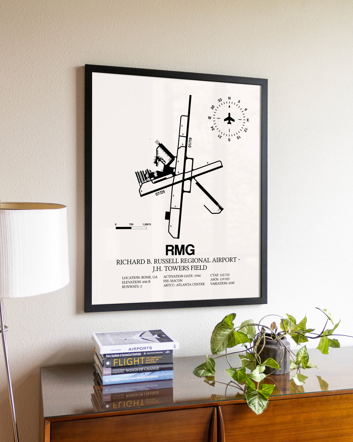 Richard B. Russell Regional Airport - J.H. Towers Field aviation wall décor in black wood frame