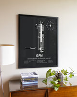 Gray Framed Grand Prairie Municipal Airport wall art poster in black frame