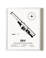 Winchester Regional Airport airport map poster in oak frame