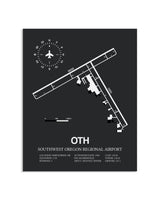 Gray Framed Southwest Oregon Regional Airport layout wall art poster